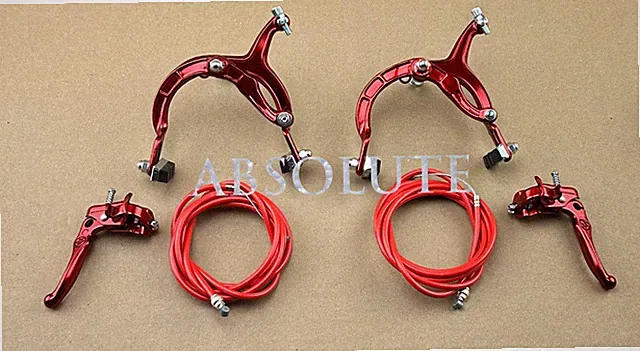 ALL RED OLD SCHOOL BMX BIKE MX BRAKE CALIPER,CABLE&LEVER VINTAGE CRUISER BIKE.