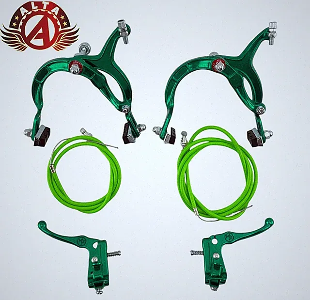 AltaLine BMX Brake FRONT & REAR Alloy GREEN Bike Bicycle BRAKE SET W/ GRN Cables