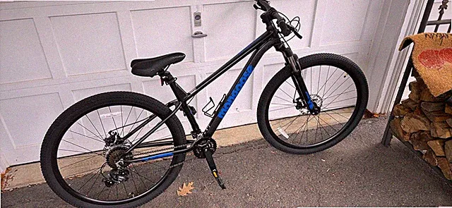 Mongoose 29" Mountain Bike Black Blue Front Suspension Disc Brakes Kickstand