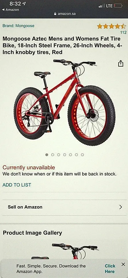Mongoose Aztec Fat Tire Bicycle, Red R7942AZDS