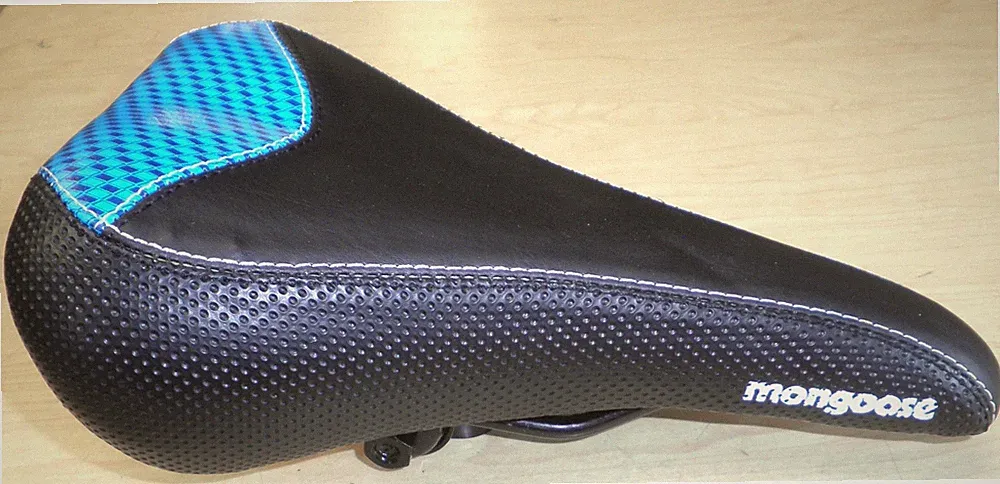 MONGOOSE BLACK/BLUE/WHITE BICYCLE SADDLE/SEAT BIKE PART 435