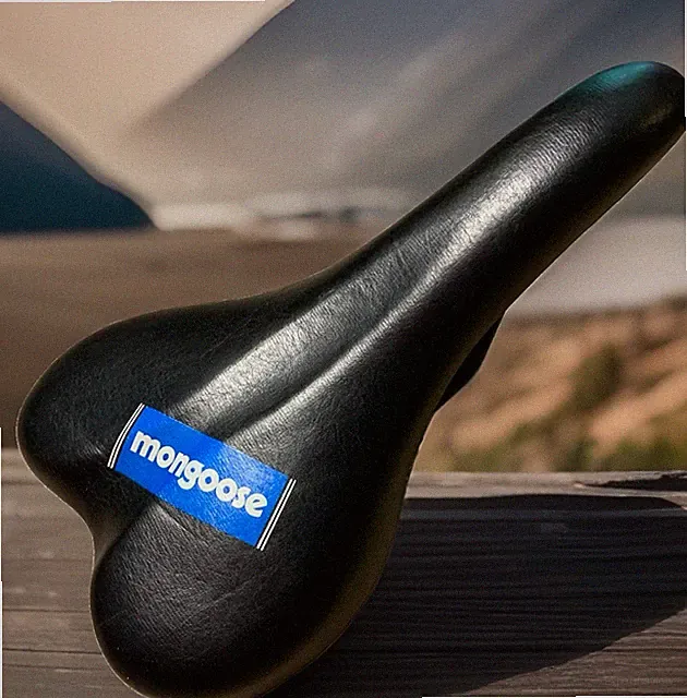 Mongoose By Cionlli Bicycle Seat, Padded Saddle, Black With Logo 1 lb. 1.9oz. VN