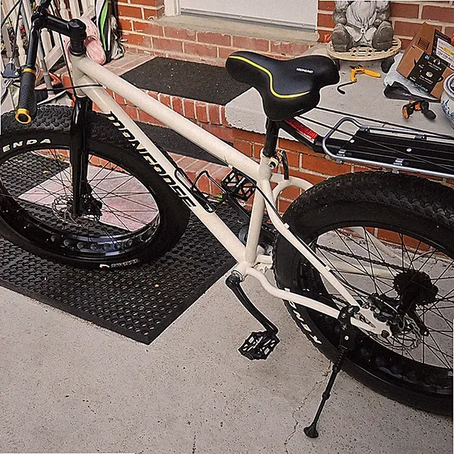 Mongoose Fat Bike 26in Fat Tires, Disc Brakes, Kickstand, Rear Rack, White/Black