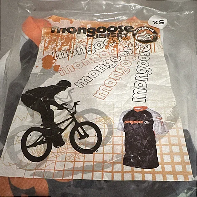 Mongoose Freeride Jersey XS Black Orange White Short Sleeve Relaxed Fit Cycling