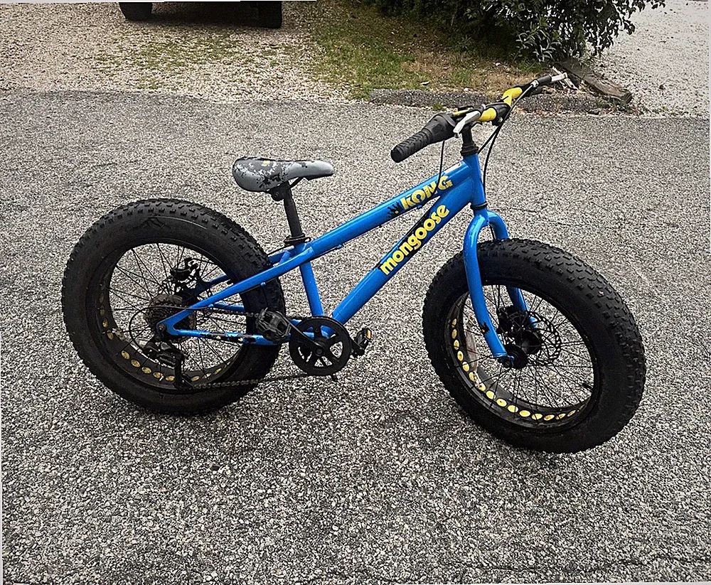 Mongoose Kong 20 in Kids Fat Tire Bike 1 Speed Mechanical Disc Blue/Yellow