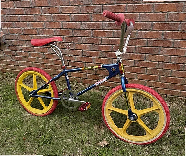 Mongoose Motomag BMX Bike 20" Blue/Yellow/Red Mag Wheels 1-Speed 1979