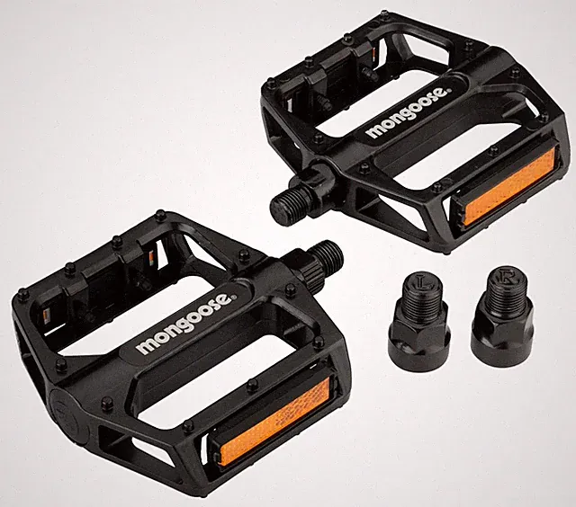 Mongoose Mountain Bike Pedals, Black, Set of 2, Lightweight and Adult, Black
