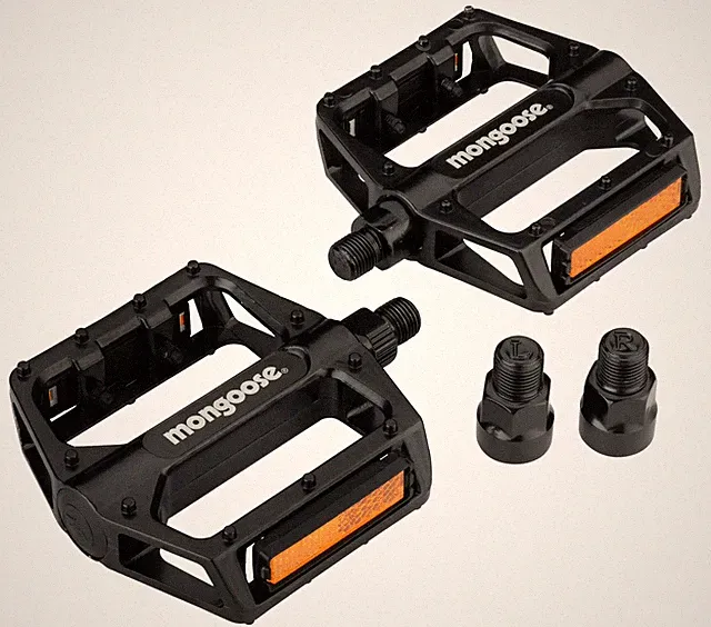 Mongoose Mountain Bike Pedals Lightweight Durable Reflective Safety Strips