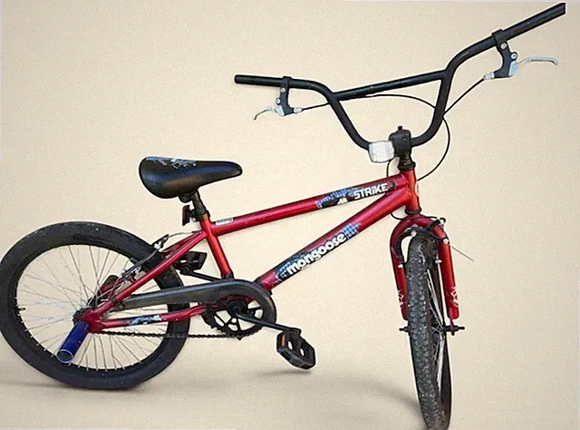 Mongoose Strike BMX Bike 20 in red Freestyle Pierced Vintage Ding
