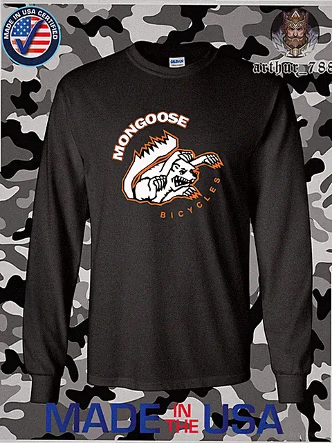 New Tee Mongoose Bicycles BMX Bikes Logo Men's American Long Sleeve T-Shirt