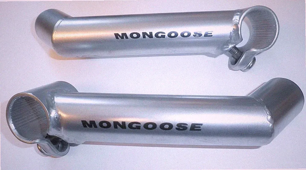 PAIR MONGOOSE SILVER BICYCLE HANDLEBAR ENDS BIKE PARTS 169