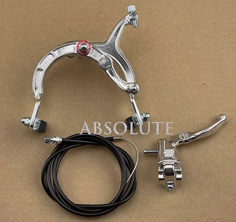 SILVER OLD SCHOOL BMX BIKE MX REAR BRAKE LEVER CABLE CALIPER CRUISER BICYCLE.