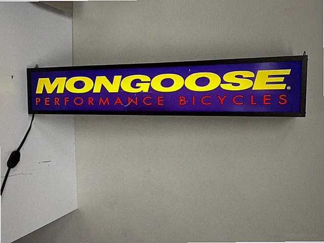 Vintage BMX MONGOOSE Performance Bicycles Lighted Commercial Sign - 37" Wide