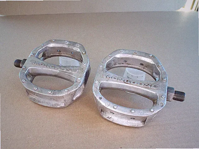 VTG Mongoose BMX Pedals Alloy 1/2” Silver in Color Bicycle Work Well! (Read)